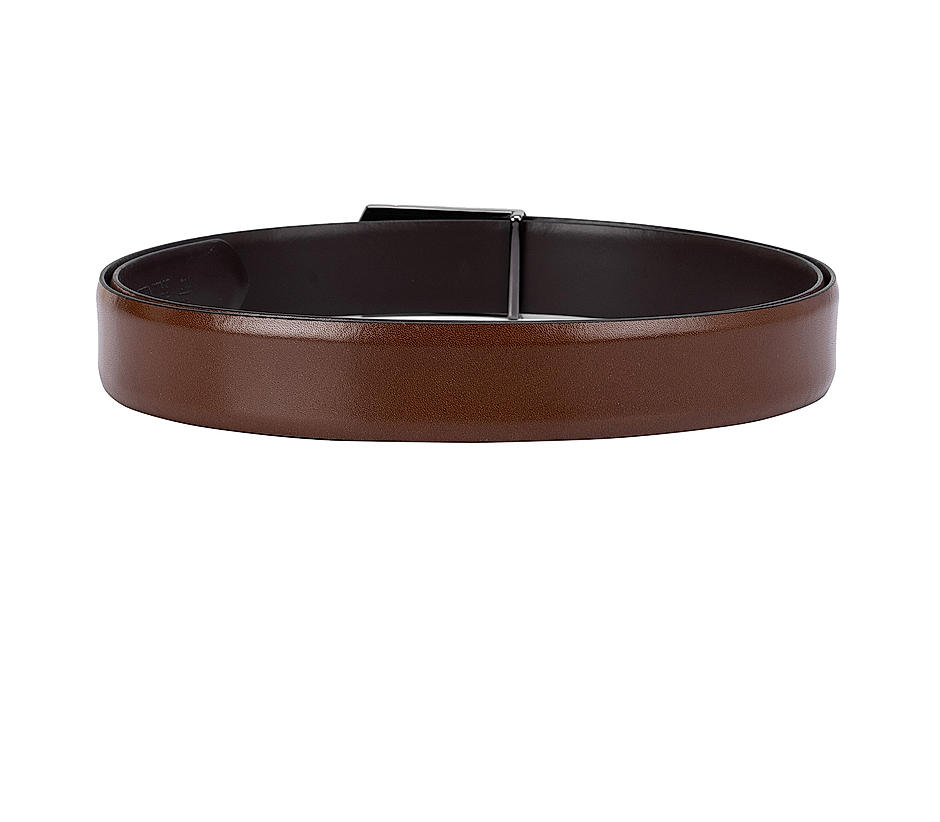 Cognac Plain Leather Formal Men's Belt
